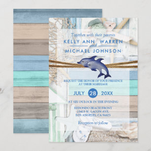 Beachfront Dolphin Wedding Kaart