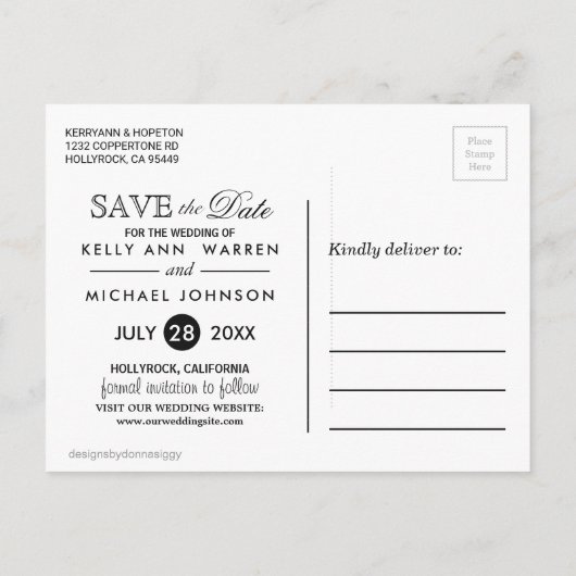 Beachfront Dolphin Wedding - Sla de datum op Aankondigingskaart (Achterkant)