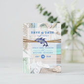 Beachfront Dolphin Wedding - Sla de datum op Aankondigingskaart (Staand voorkant)