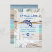 Beachfront Dolphin Wedding - Sla de datum op Save The Date (Voorkant / Achterkant)