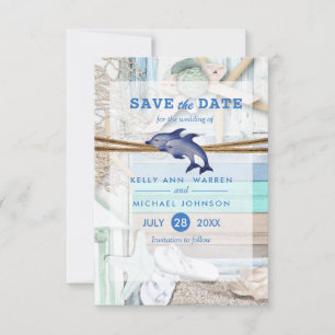 Beachfront Dolphin Wedding - Sla de datum op Save The Date