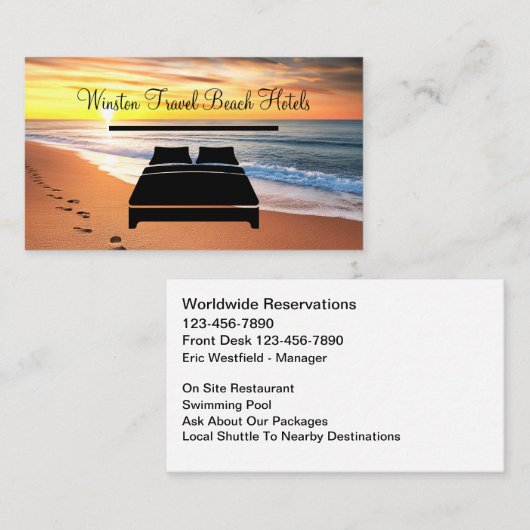 Beachfront Hotel Travel Business Cards Visitekaartje (Voorkant / Achterkant)