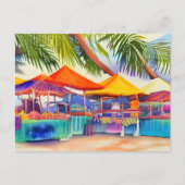 Beachfront Market Stalls Waterverf Briefkaart (Voorkant)