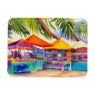 Beachfront Market Stalls Waterverf Magneet