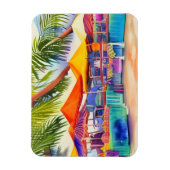 Beachfront Market Stalls Waterverf Magneet (Verticaal)