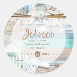 Beachfront Wedding Ronde Sticker