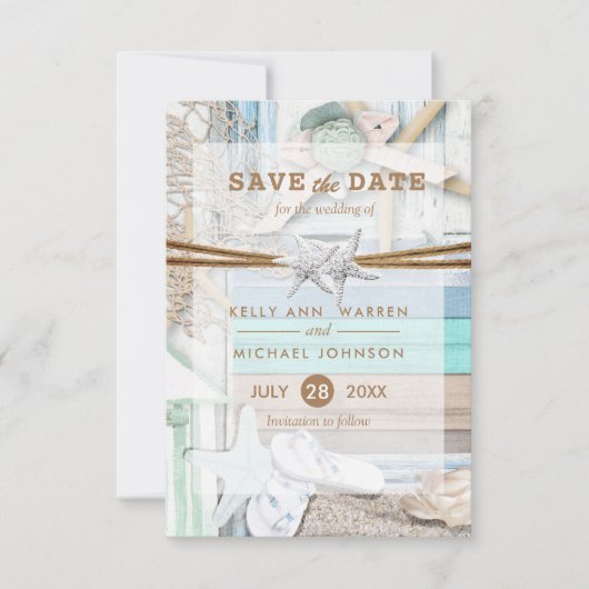 Beachfront Wedding - Sla de datum op Save The Date (Voorkant)