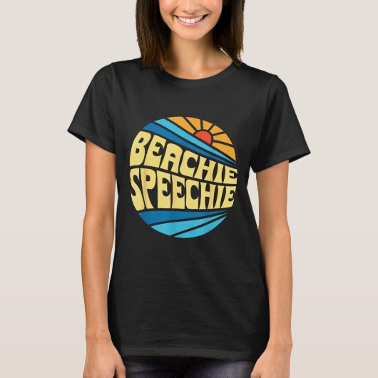 Beachie Speechie Logopedie Strand Retro Zomer T-shirt (Voorkant)