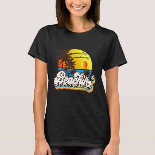 Beachin' Retro Leopard Sunset Graphic T-shirt (Voorkant)