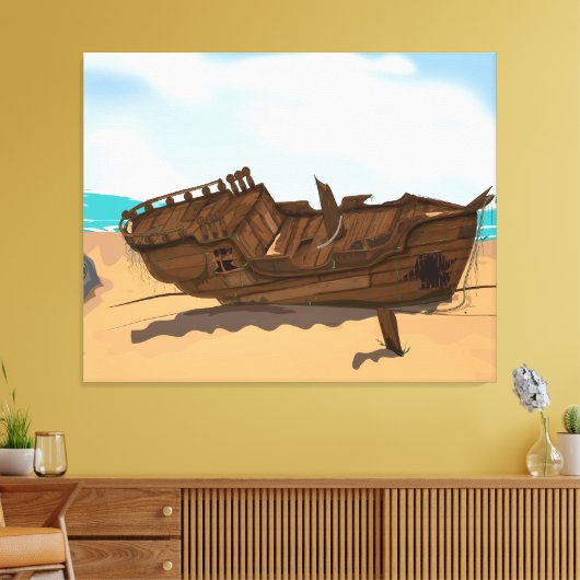 Beaching Shipwreck Canvas Afdruk (Insitu (Woonkamer))