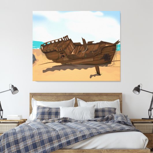 Beaching Shipwreck Canvas Afdruk (Insitu (Slaapkamer))