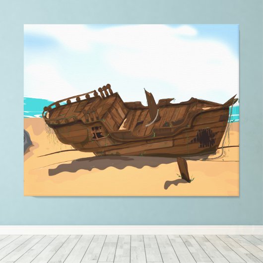 Beaching Shipwreck Canvas Afdruk (Insitu (Houten vloer))