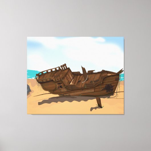 Beaching Shipwreck Canvas Afdruk (Voorkant)