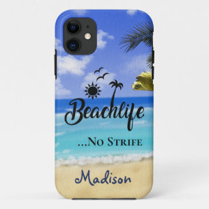 Beachlife No Strife citeert zomerpalm water T Case-Mate iPhone Case