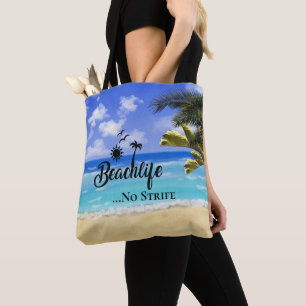 Beachlife No Strife citeert zomerpalm water Tote Bag