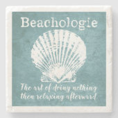 Beachologie Kunst van Doing Niets Stone Onderzette Stenen Onderzetter (Voorkant)