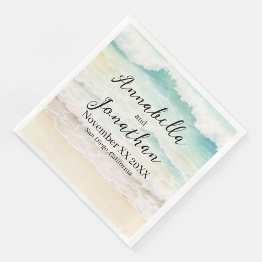 Beachscape Waves op een zandstrand bruiloft Servet (Hoek)