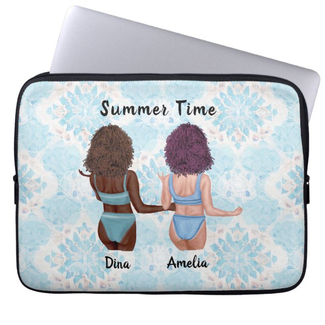 Beachside Besties: Zomervibes met mijn Bestie Laptop Sleeve (Voorkant)