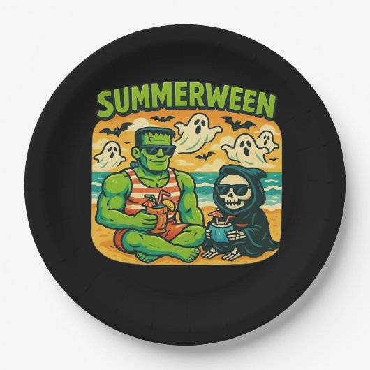 Beachside Boogeymen - Retro Summerween Vibes Class Papieren Bordje (Voorkant)