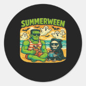 Beachside Boogeymen - Retro Summerween Vibes Class Ronde Sticker (Voorkant)