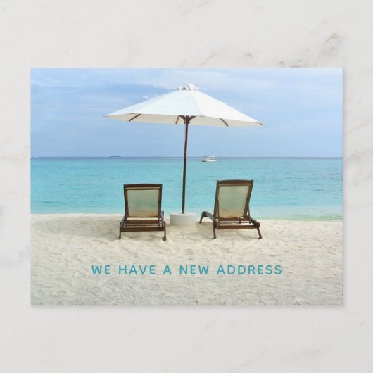 Beachside Chairs New Address Notice Briefkaart (Voorkant)