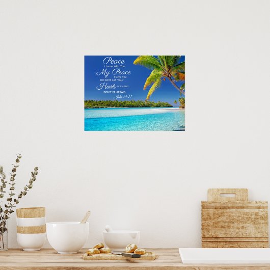 Beachside Cook Island - John 14:27 Bible Verse Poster (Keuken)