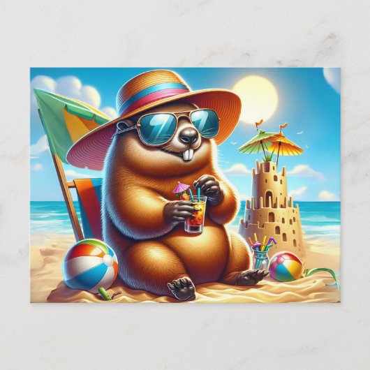 Beachside Groundhog Feestdagenkaart (Voorkant)