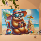 Beachside Groundhog Feestdagenkaart