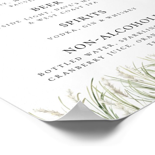 Beachside Pampas Grass Bar List Poster (Hoek)