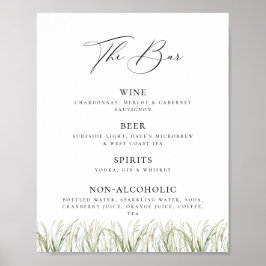 Beachside Pampas Grass Bar List Poster