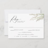 Beachside Pampas Grass Bruiloft RSVP Maaltijd Keuz (Voorkant)