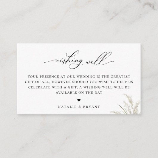 Beachside Pampas Grass Bruiloft Wishing Well Informatiekaartje (Voorkant)