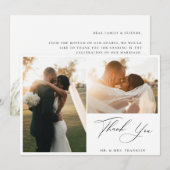 Beachside Pampas Grass Modern Script Weduwfoto Bedankkaart (Voorkant / Achterkant)