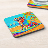 Beachside Pup: Surfen charme Bier Onderzetter (Linkerzijde)