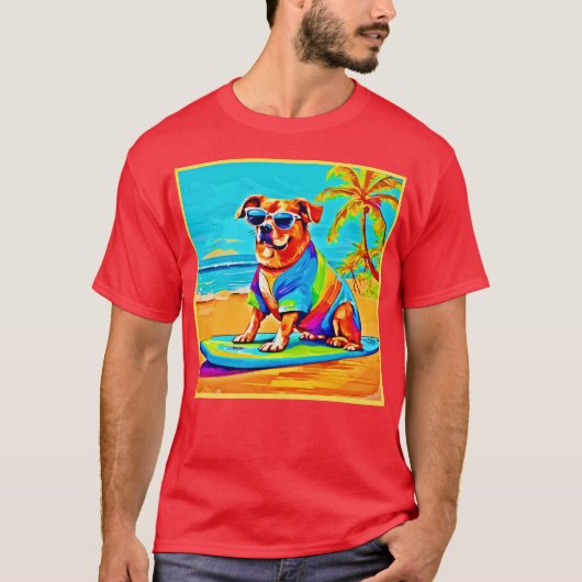 Beachside Pup: Surfen charme T-shirt (Voorkant)