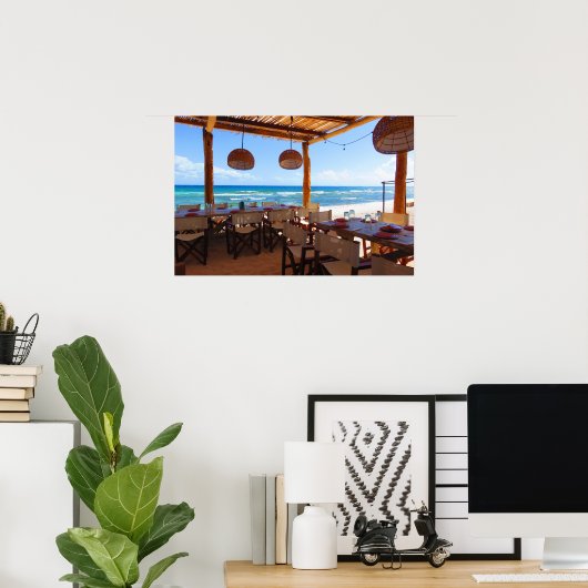 Beachside Restaurant in Riviera Maya Poster (Thuiskantoor)