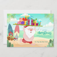 Beachside Santa Kerstman Kaart