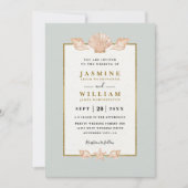 Beachside Shell Elegant Modern QR Code Wedding Kaart (Voorkant)