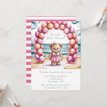 Beachside Teddy Bear Balloon Girl Baby shower