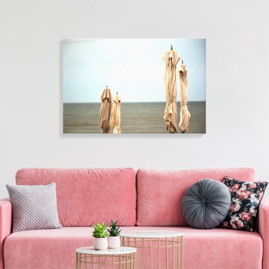Beachside Umbrellas Golden Twilight Foto Canvas Afdruk (Insitu (Woonkamer))