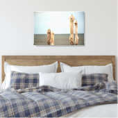 Beachside Umbrellas Golden Twilight Foto Canvas Afdruk (Insitu (Slaapkamer))