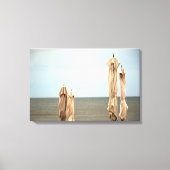 Beachside Umbrellas Golden Twilight Foto Canvas Afdruk (Voorkant)