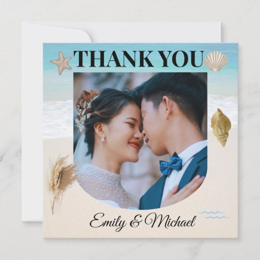 Beachside Vow bedankkaart voor micro bruiloften (Voorkant)