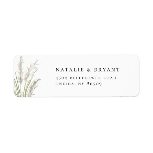 Beachside Waterverf Pampas Grass Adres Etiket (Voorkant)