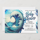 Beachside Waves Chic Baby shower Kaart (Voorkant)