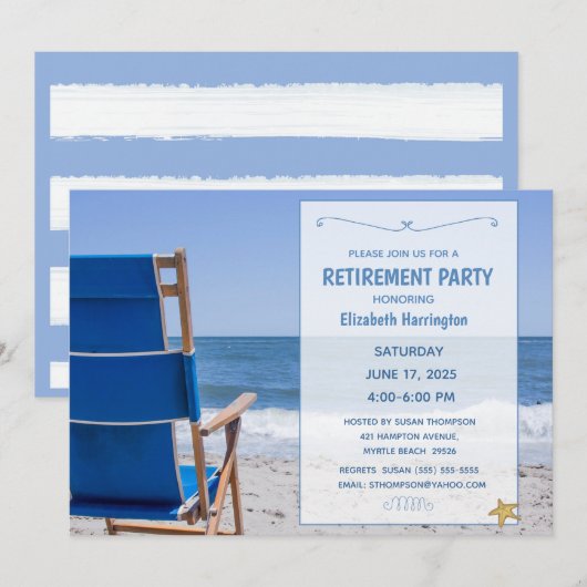 Beachstoel Pensioen Uitnodiging (Voorkant / Achterkant)