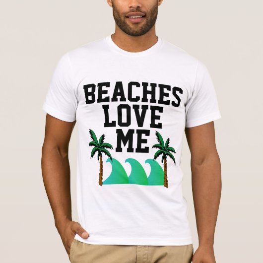BEACHT LOVE, Funny Mannen Beach T-Shirts (Voorkant)