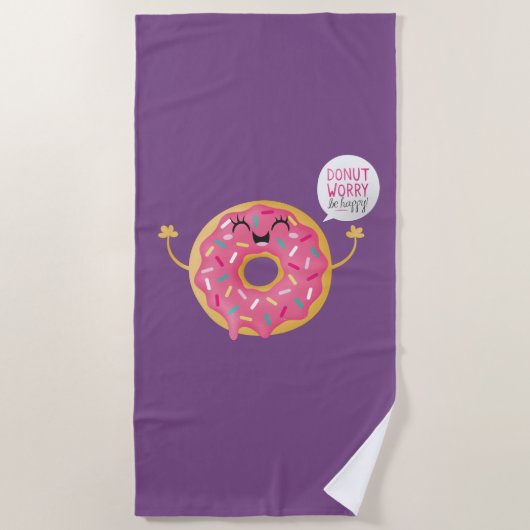 Beachtowel Girls Funny Donut Zorgt dat je gelukkig Strandlaken (Voorkant)