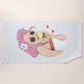 Beachtowel Mode Illustratie meisje Summer Ice Strandlaken (Voorkant)