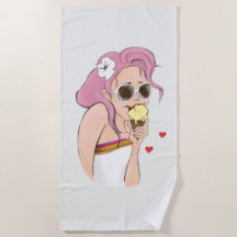Beachtowel Mode Illustratie meisje Summer Ice